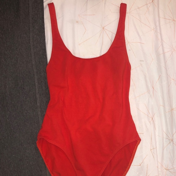 LA Apparel Red Open Back Bodysuit - Picture 3 of 4